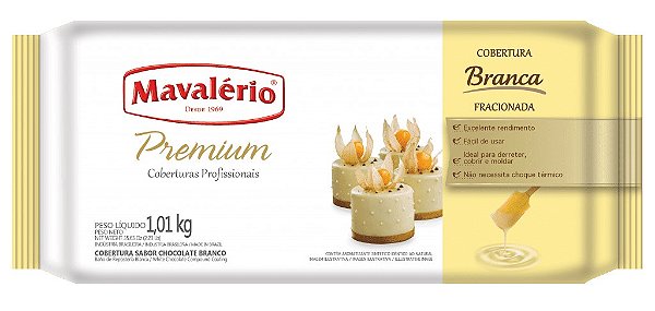 Cobertura Em Barra Premium Fracionada Mavalério Chocolate Branco 1,01kg R.09231 Unidade