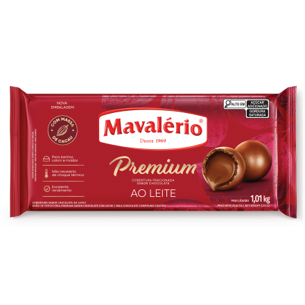 Cobertura em Barra Premium Fracionada Mavalério Chocolate Ao Leite 1,01Kg R.09232 Unidade