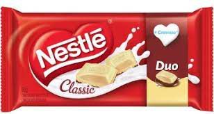 Barra Chocolate Nestlê Classic Duo Chocolate Ao Leite + Chocolate Branco 90 Gramas Unidade