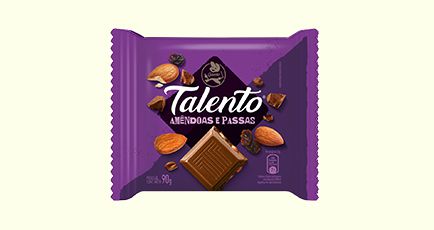 Chocolate Garoto Talento Tablete Amêndoas e Passas 90 Gramas Unidade