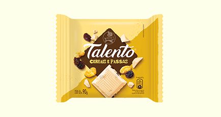 Chocolate Branco Garoto Talento Tablete Cereais e Passas 90 Gramas Unidade