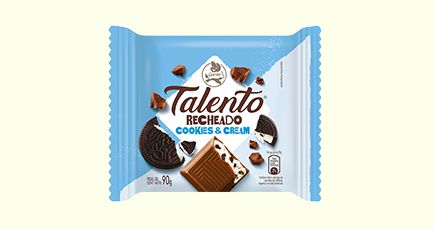 Chocolate Garoto Talento Tablete Cookies & Cream 90 Gramas Unidade