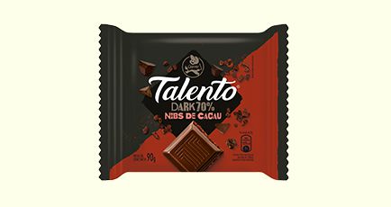 Chocolate Amargo 70% de Cacau Garoto Talento Tablete Com Nibs de Cacau 75 Gramas Unidade