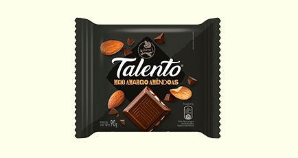 Chocolate Meio Amargo Garoto Talento Tablete Com Amêndoas 90 Gramas Unidade