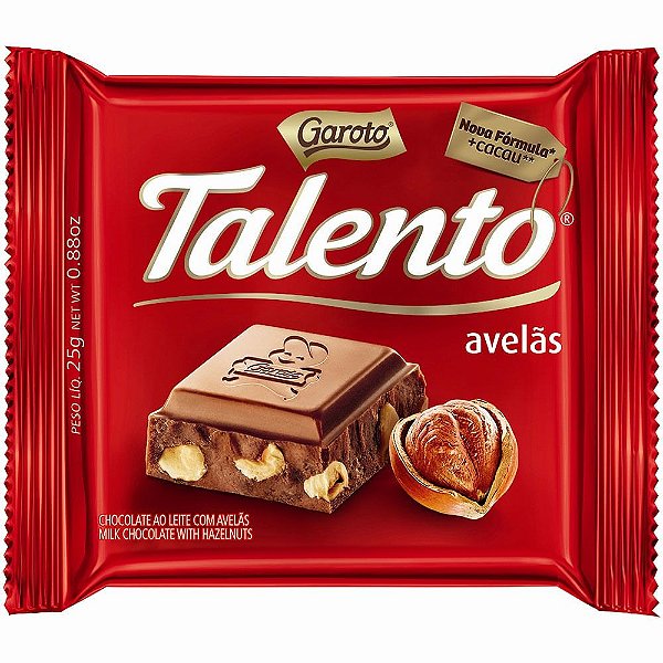 Chocolate Garoto Talento Avelãs 25 Gramas Unidade