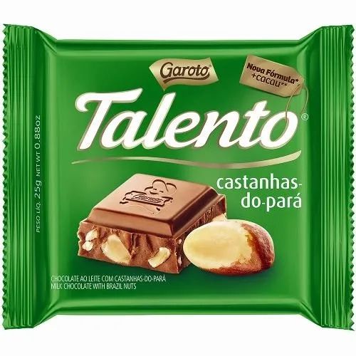 Chocolate Garoto Talento Castanhas do Pará 25 Gramas Unidade