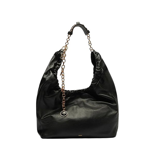 Bolsa Hobo Preta Arezzo Couro Olívia Grande • AREZZO