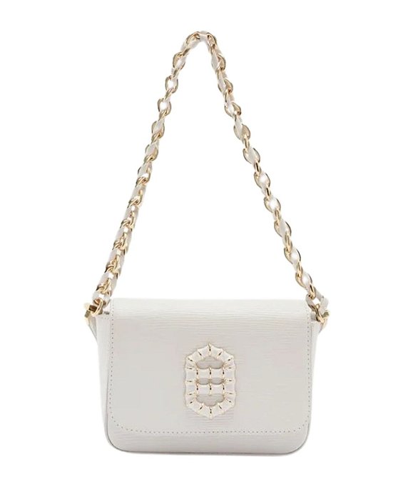 Bolsa Branca Couro Pequena Metal Resinado • AREZZO
