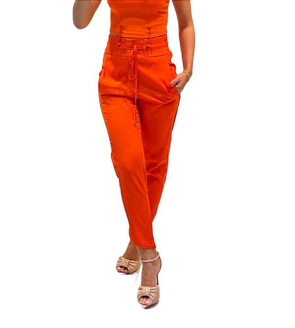 Calça laranja bolsos na frente • OPEN