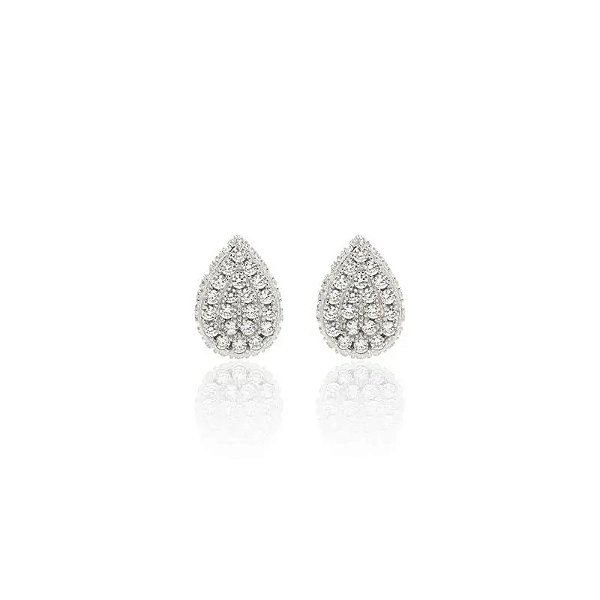 Brinco Top Gota Cravejado com Zircônia Branca - Prata 925 • SANTA PRATA