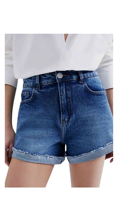 Short Jeans Feminino Barra A Fio Azul • HERING