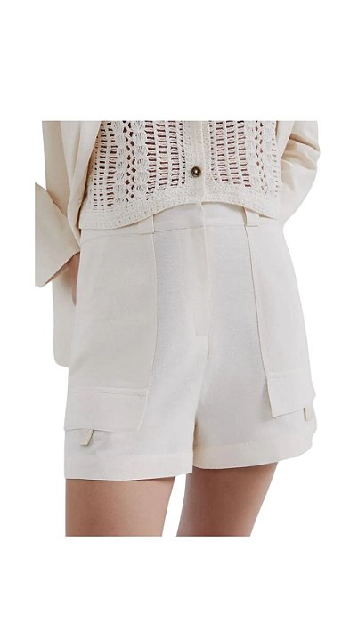Shorts Feminino Cintura Alta Com Linho • HERING