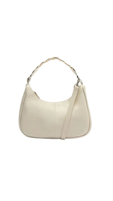 Bolsa Tiracolo Média Ondulada Platino Branca • ANACAPRI