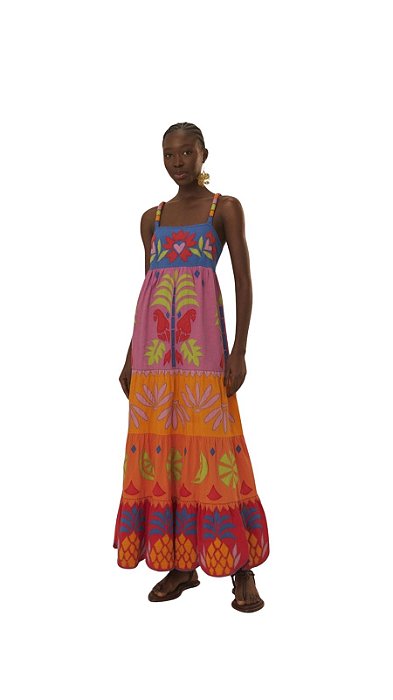 Vestido ordado Color Block • FARM