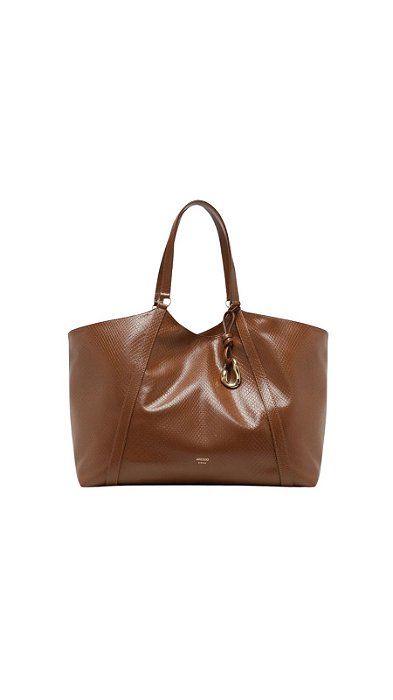 Bolsa Shopping Marrom Envernizada Grande • AREZZO