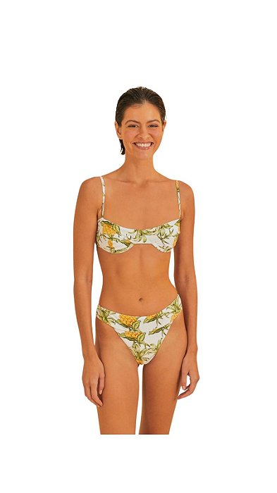 Biquíni Meia Taça Estampado Suco De Abacaxi • Farm Branco