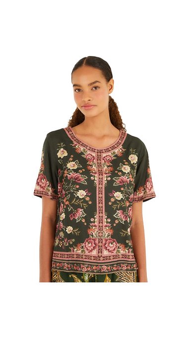 T-Shirt Estampada Lina • Farm Preto