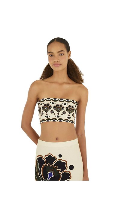 Top Reto Floral Arabebesque • Farm Preto