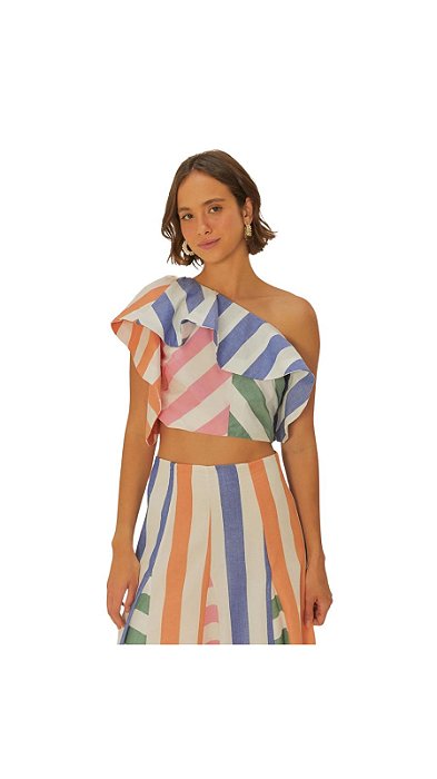 Top Patch Estampado Mistura De Listra • Farm Branco