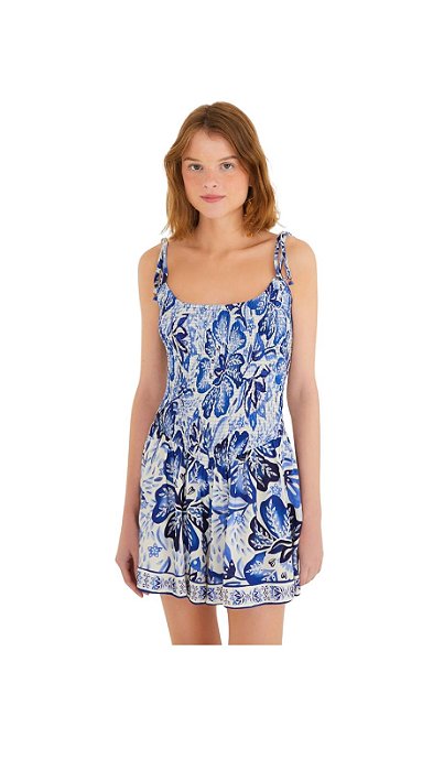 Macaquinho Lastex Manga Estampado Paraíso De Flor • Farm Branco