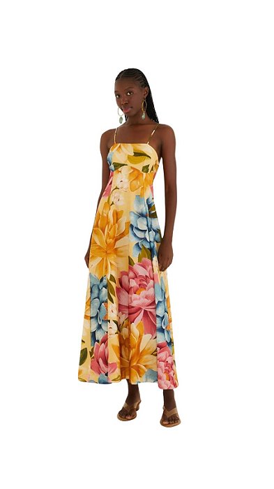 Vestido Cropped Estampado Floral Rebeca • Farm Amarelo