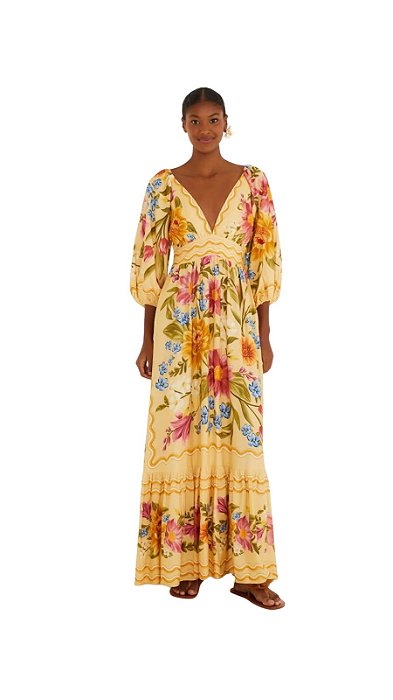 Vestido Cropped Estampado Floral Mari • Farm Amarelo