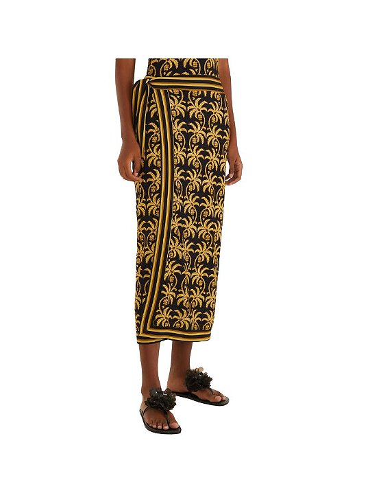 Saia Midi Estampada Trancoso • Farm Preto