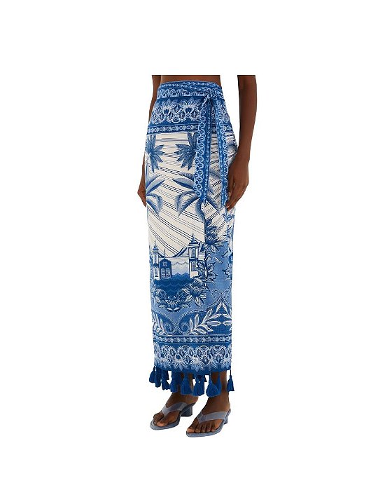 Saia Estampada Afeto Tropical • Farm Branco