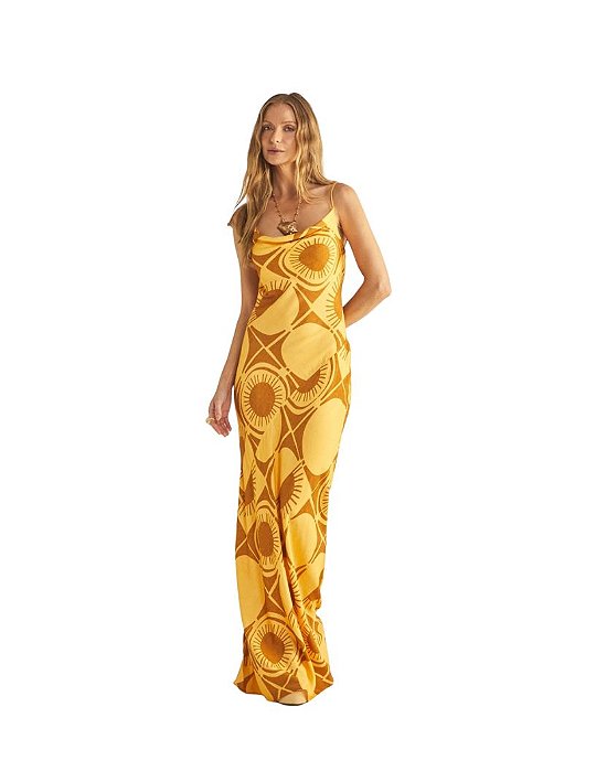 Vestido Slim Longo Estampado • Sommer Amarelo