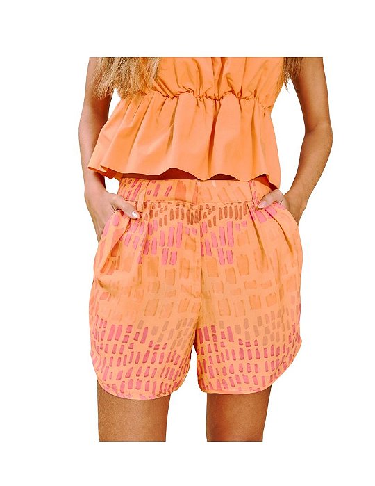 Short Curto Estampado • Open Laranja