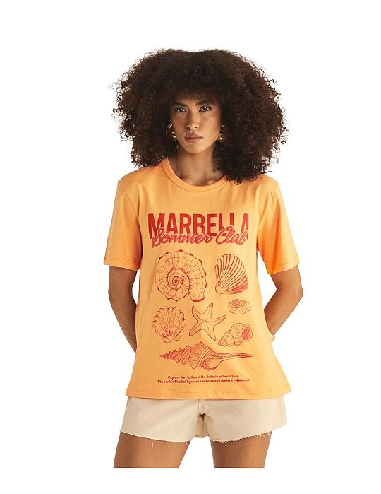 Camiseta Feminina Boy Estampada • Sommer Laranja