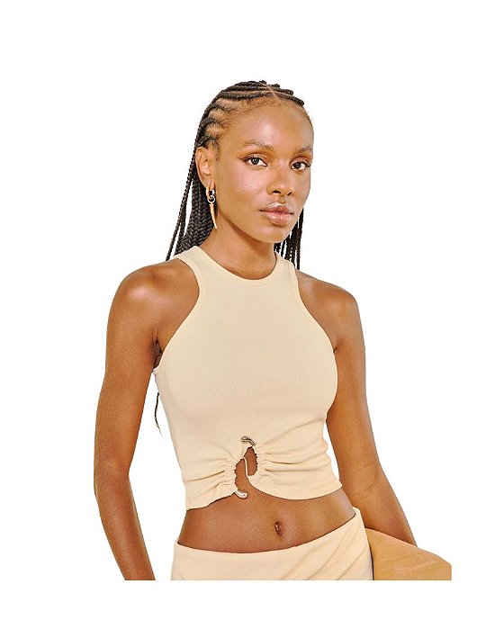 Blusa Feminina Slim Canelada • Open Bege