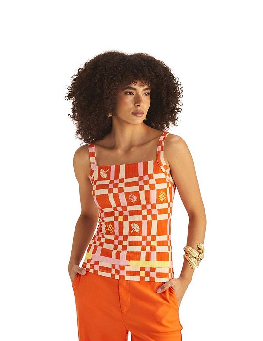 Regata Feminina Slim Estampada • Sommer Laranja