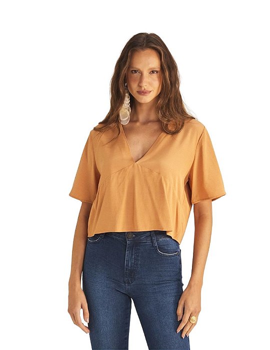 Blusa Feminina Regular Com Babado • Sommer Bege