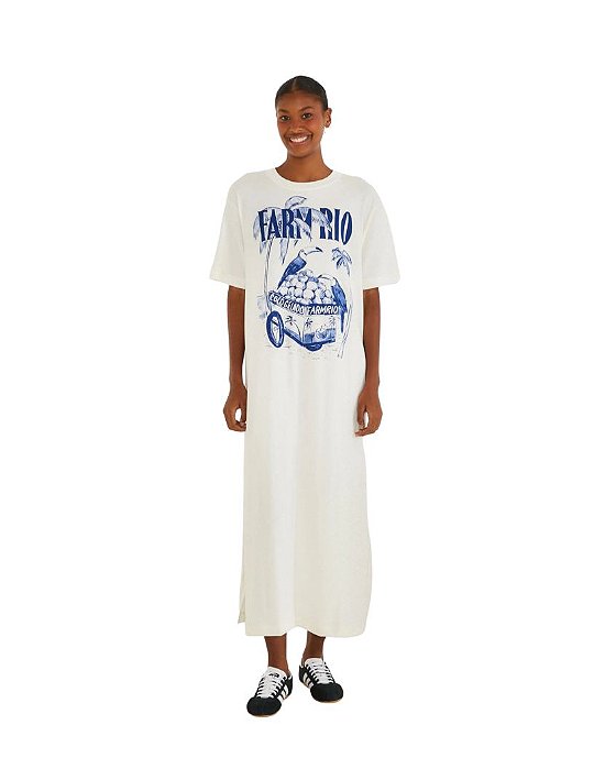 Vestido Midi Coco Gelado Azul • Farm Branco