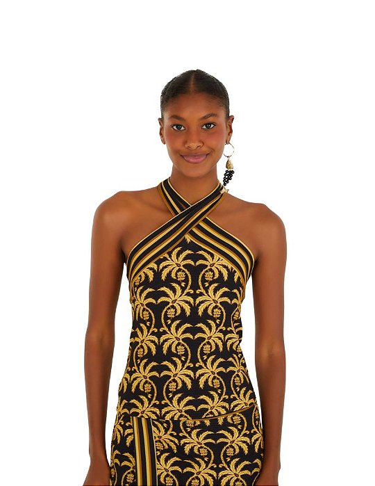 Top Ombro Só Estampado Trancoso • Farm Preto