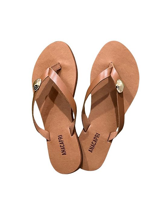 Sandalia Rasteira Slim Tira Única Couro • Anacapri Marrom