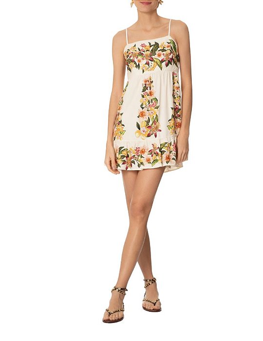 Vestido Curto Floral Mali Off White • Farm Bege