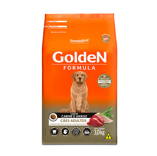 Ração Golden Fórmula Cães Adultos Carne 10,1Kg