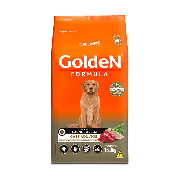 Ração Golden Fórmula Cães Adultos Carne 15Kg
