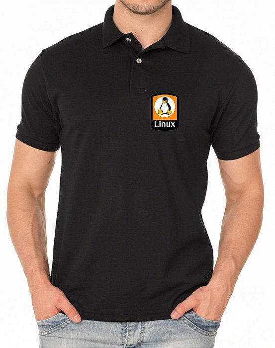 Camisa Polo Sistema Linux Tux Bordado