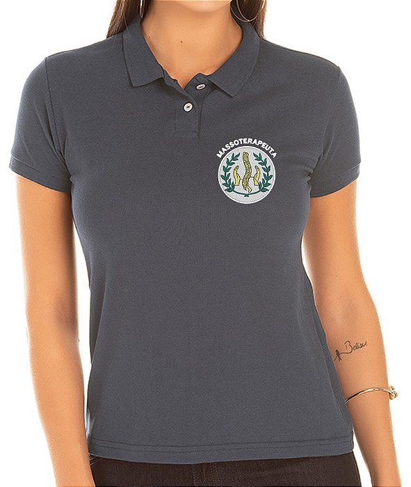 Camisa Polo Feminino Profissional MASSOTERAPEUTA Bordado