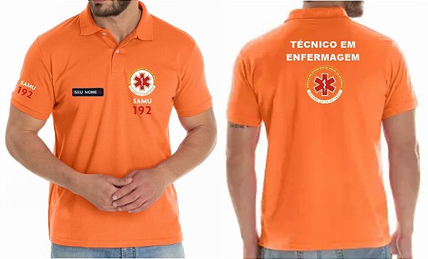 Camisa Polo Masculino Técnico Enfermagem Samu Bordado
