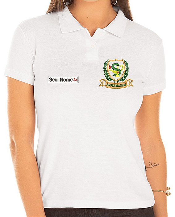 Camisa Polo Feminino Profissional Enfermagem Bordado