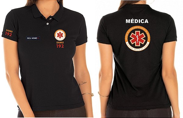 Camisa Polo Feminino Médica Samu Bordado