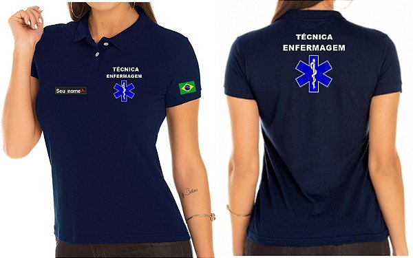 Camisa Polo Feminino Técnica Enfermagem Bordado