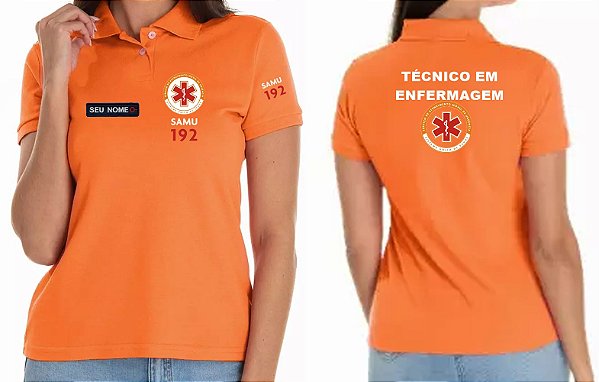 Camisa Polo Feminino Técnica Enfermagem Samu Bordado