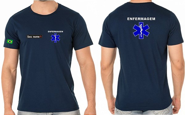 Camiseta Algodão Masculino Enfermagem Bordado