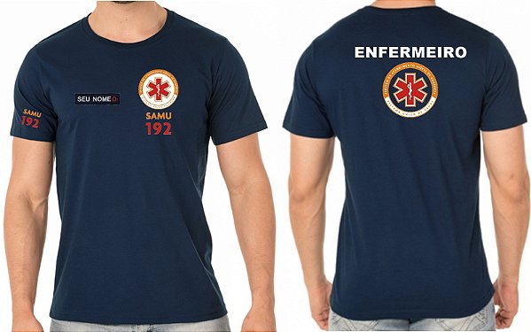 Camiseta Algodão Masculino Enfermeiro Samu Bordado