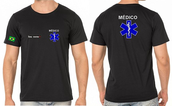 Camiseta Algodão Masculino Profissional Médico Bordado